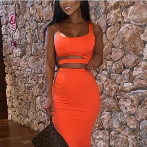 🧡🔥LAST ONE!! Orange High Waist Skirt Set - Picture 7 of 7